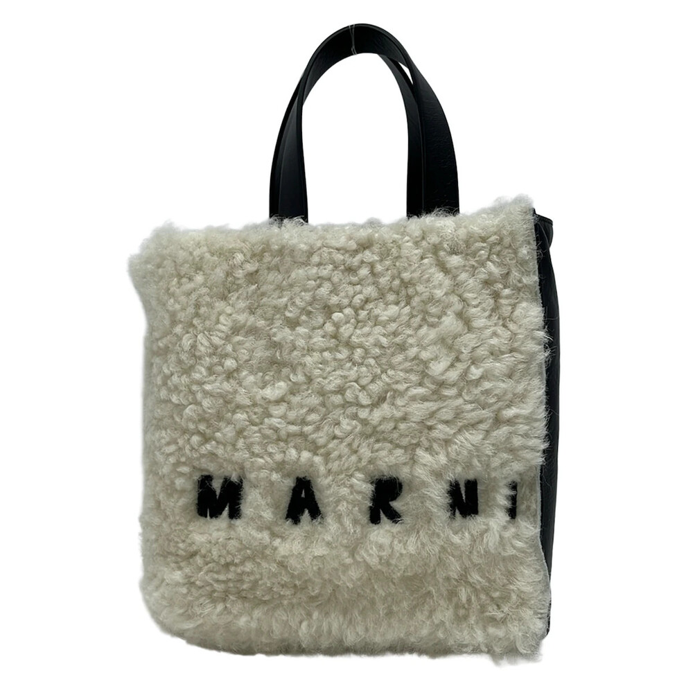 Marni Museo Cream Black Lamb Fur Calf #354163M66B